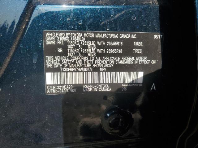 2T3DFREV7HW686778 - 2017 TOYOTA RAV4 LIMITED Көк фото 13