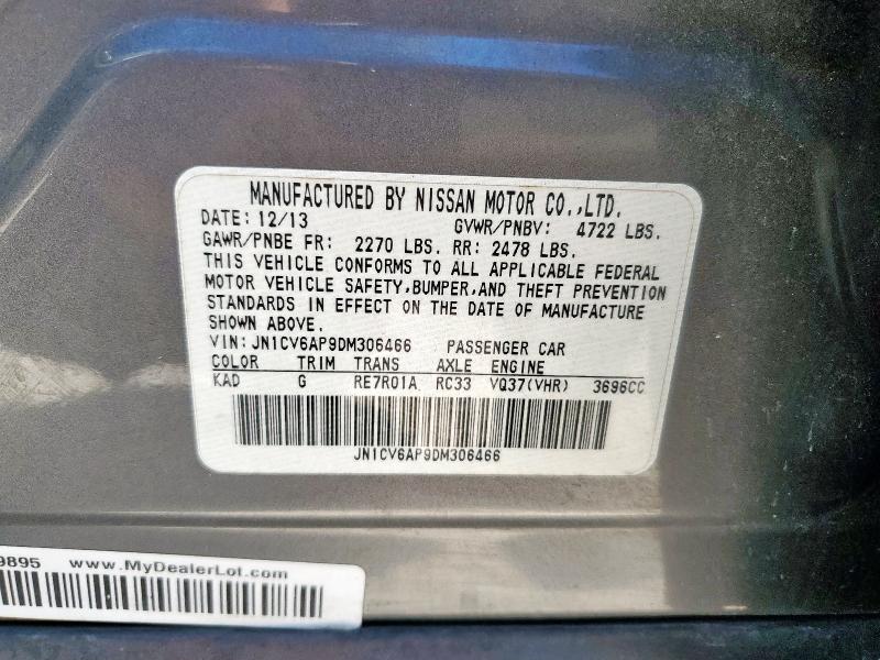 JN1CV6AP9DM306466 - 2013 INFINITI G37 BASE Gri fotoğraf 12