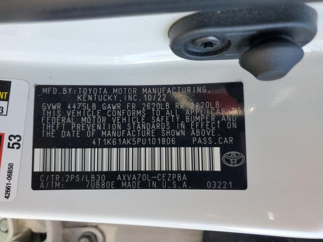 4T1K61AK5PU101806 - 2023 TOYOTA CAMRY XSE WHITE photo 13