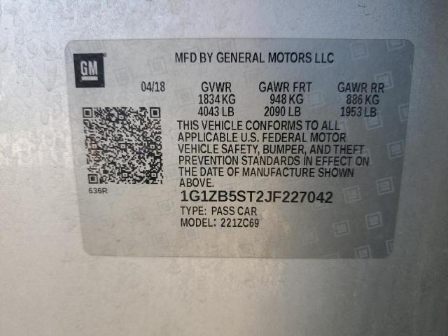 1G1ZB5ST2JF227042 - 2018 CHEVROLET MALIBU LS Srebrny zdjęcie 12