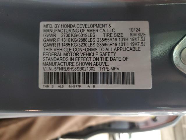 5FNRL6H98SB021302 - 2025 HONDA ODYSSEY ELITE BLUE photo 13