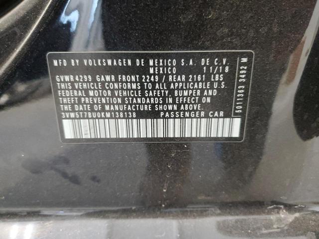3VW5T7BU0KM138138 - 2019 VOLKSWAGEN JETTA GLI შავი ფოტო 13