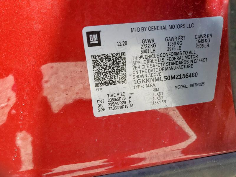 1GKKNMLS0MZ156480 - 2021 GMC ACADIA SLT წითელი ფოტო 13