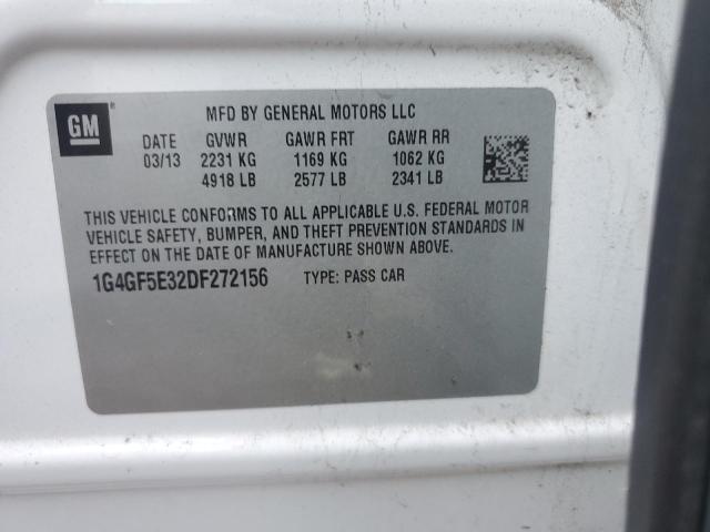 1G4GF5E32DF272156 - 2013 BUICK LACROSSE PREMIUM WHITE photo 12
