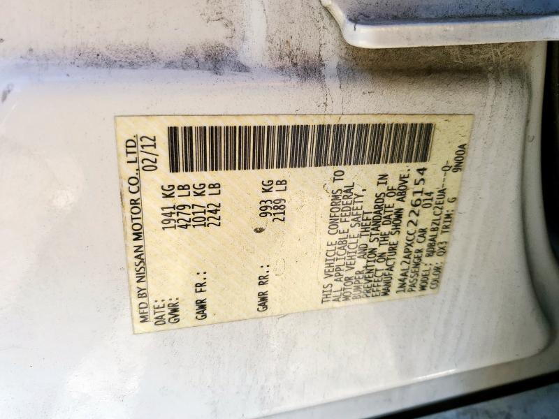 1N4AL2APXCC226154 - 2012 NISSAN ALTIMA BASE თეთრი ფოტო 13