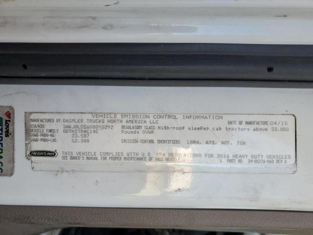 3AKJGLD56GSGY0292 - 2016 FREIGHTLINER CASCADIA 1 白色 照片 10