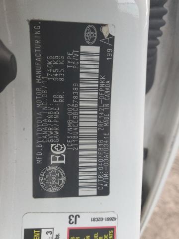 2T1BU4EE9BC678389 - 2011 TOYOTA COROLLA BASE WHITE photo 12