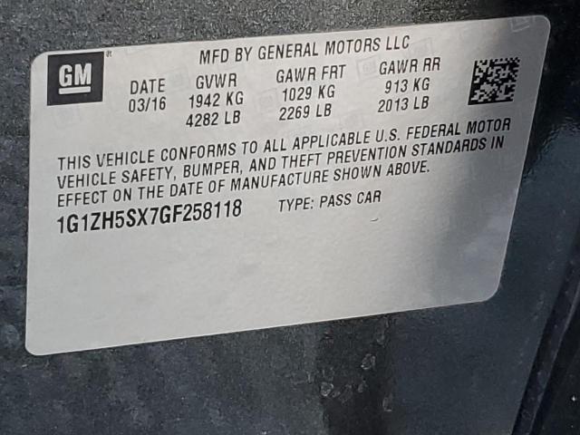 1G1ZH5SX7GF258118 - 2016 CHEVROLET MALIBU PREMIER CHARCOAL photo 12