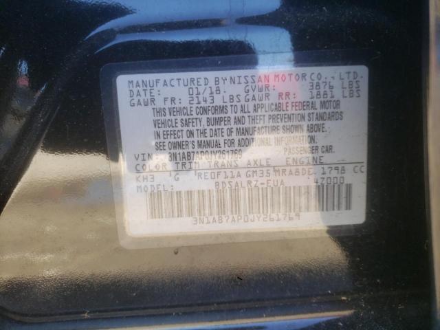 3N1AB7AP0JY261769 - 2018 NISSAN SENTRA S BLACK photo 12