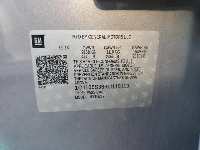 1G1105S36KU110113 - 2019 CHEVROLET IMPALA PREMIER GRAY photo 12