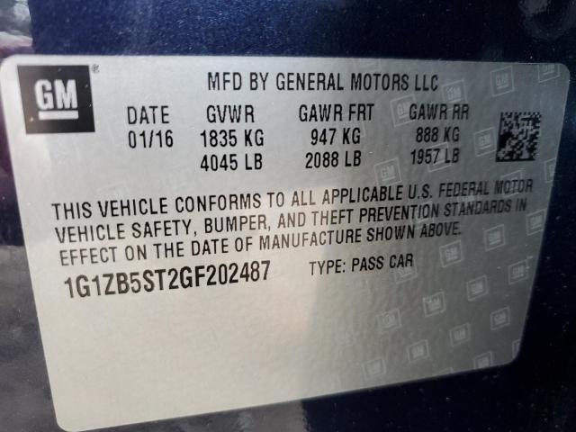 1G1ZB5ST2GF202487 - 2016 CHEVROLET MALIBU LS Azul foto 12