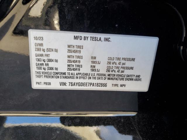7SAYGDEE7PA182866 - 2023 TESLA MODEL Y Чорний фото 13
