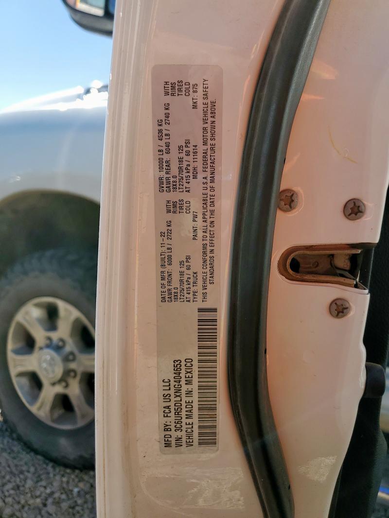 3C6UR5DLXNG404653 - 2022 RAM 2500 BIG HORN/LONE STAR WHITE photo 12