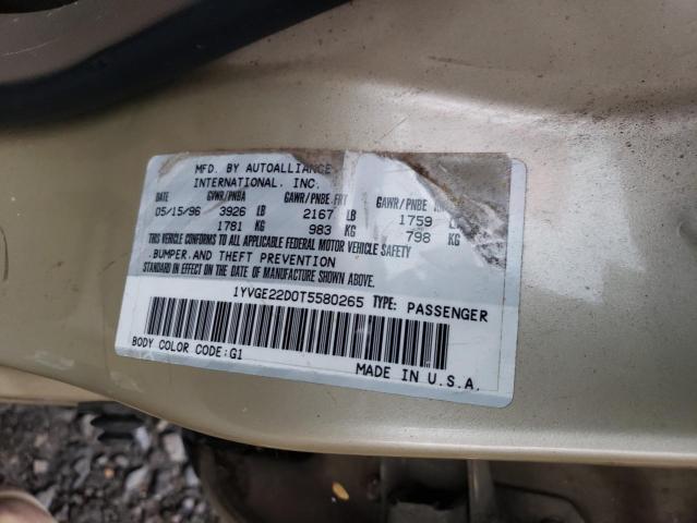 1YVGE22D0T5580265 - 1996 MAZDA 626 ES ოქროსფერი ფოტო 12