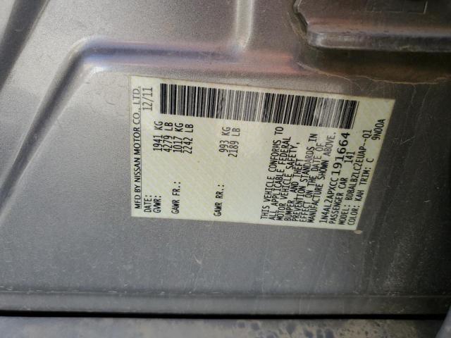1N4AL2APXCC191664 - 2012 NISSAN ALTIMA BASE Srebrny zdjęcie 13