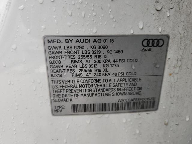 WA1LGAFE8FD015231 - 2015 AUDI Q7 PREMIUM PLUS Ақ фото 13