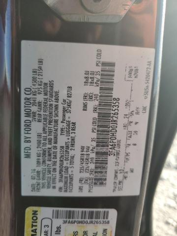 3FA6P0HD0JR265358 - 2018 FORD FUSION SE MAROON photo 12