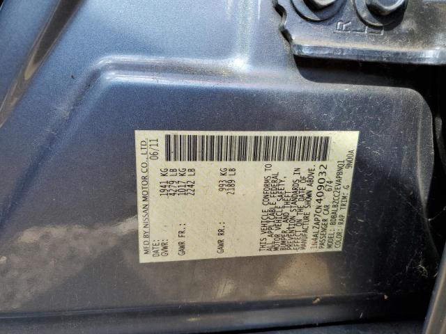 1N4AL2AP7CN409032 - 2012 NISSAN ALTIMA BASE BLUE photo 12