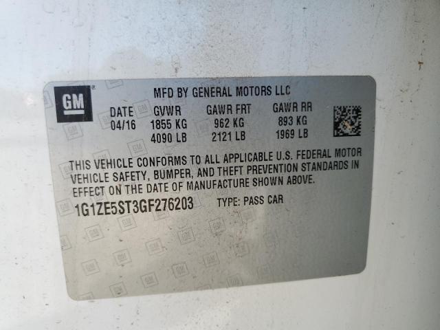 1G1ZE5ST3GF276203 - 2016 CHEVROLET MALIBU LT WHITE photo 12