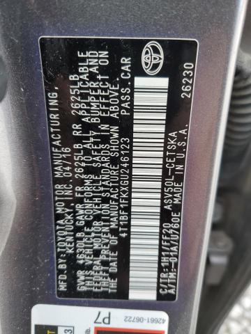4T1BF1FKXGU246123 - 2016 TOYOTA CAMRY LE CHARCOAL photo 12