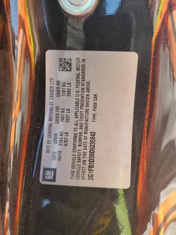 2G1FB3D38D9235843 - 2013 CHEVROLET CAMARO LT BLACK photo 12