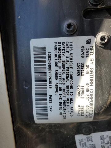 1G8ZH5282YZ263513 - 2000 SATURN SL1 GOLD photo 12