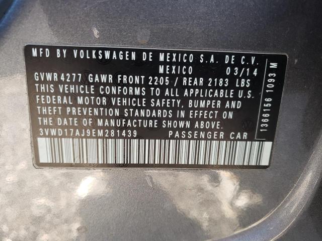 3VWD17AJ9EM281439 - 2014 VOLKSWAGEN JETTA SE Szary zdjęcie 12