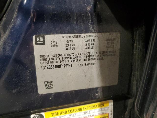 1G1ZC5E16BF179781 - 2011 CHEVROLET MALIBU 1LT BLUE photo 12