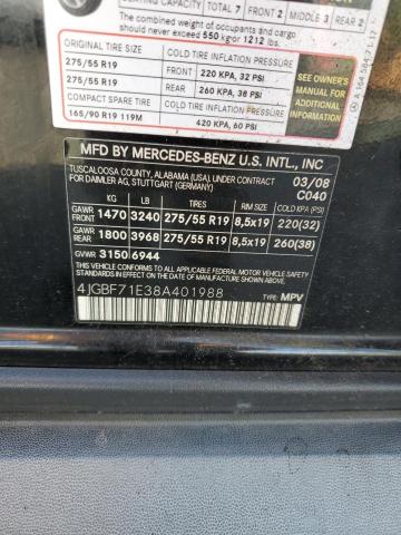 4JGBF71E38A401988 - 2008 MERCEDES-BENZ GL 450 4MATIC BLACK photo 13
