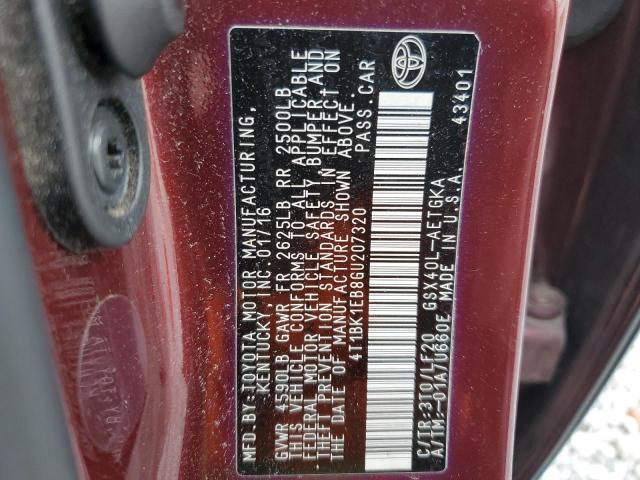 4T1BK1EB8GU207320 - 2016 TOYOTA AVALON XLE MAROON photo 13