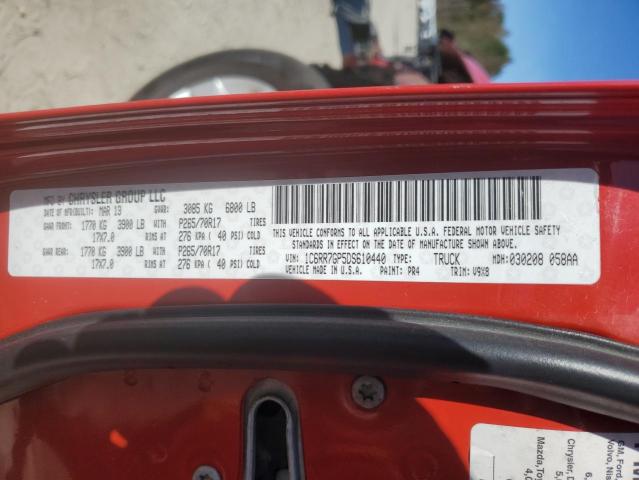 1C6RR7GP5DS610440 - 2013 RAM 1500 SLT أحمر صورة 12