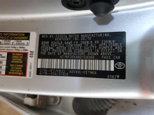 4T1BF3EK4BU159260 - 2011 TOYOTA CAMRY BASE SILVER photo 13