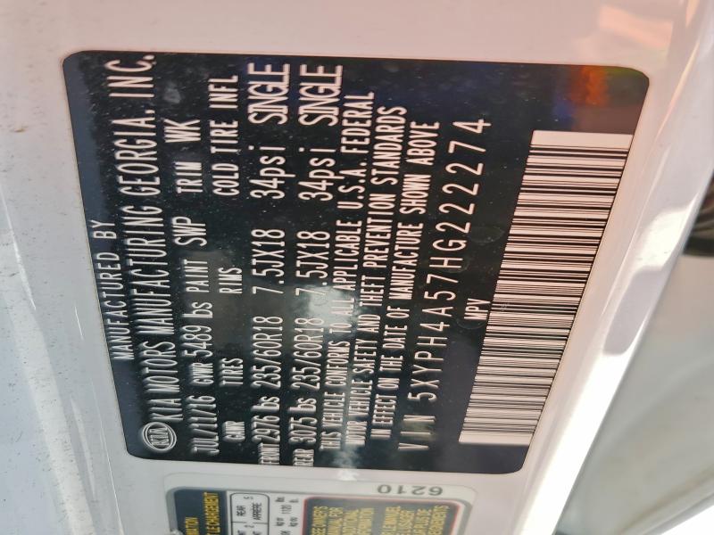 5XYPH4A57HG222274 - 2017 KIA SORENTO EX Ağ foto 13