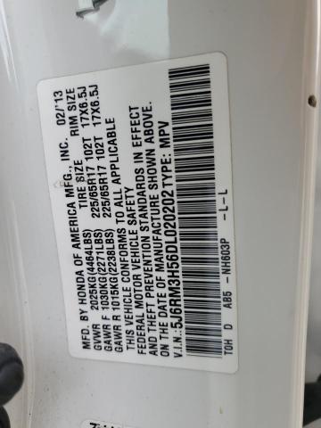 5J6RM3H56DL020202 - 2013 HONDA CR-V EX WHITE photo 13