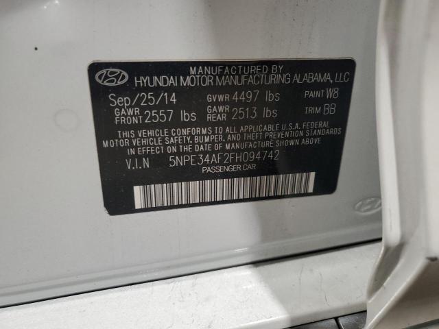 5NPE34AF2FH094742 - 2015 HYUNDAI SONATA SPORT WHITE photo 12