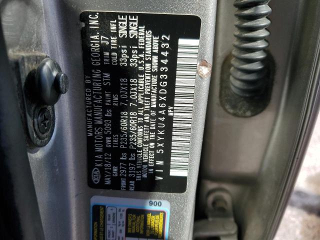 5XYKU4A6XDG334432 - 2013 KIA SORENTO EX ვერცხლისფერი ფოტო 13