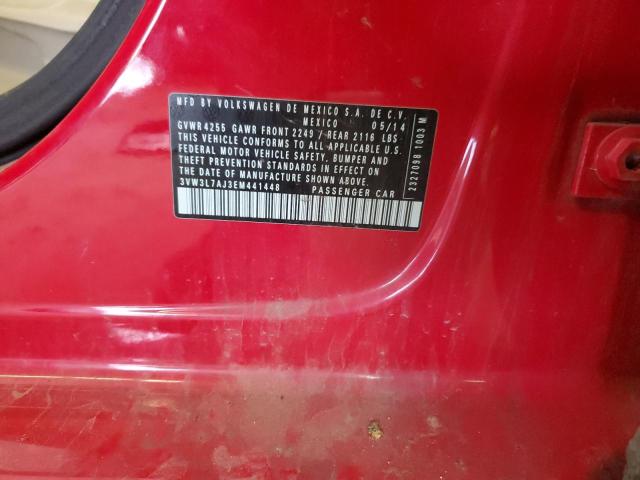 3VW3L7AJ3EM441448 - 2014 VOLKSWAGEN JETTA TDI RED photo 12