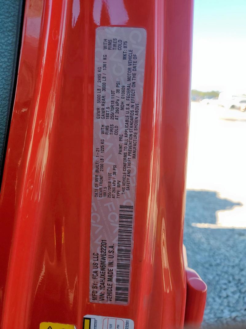 1C4HJXEN6MW622201 - 2021 JEEP WRANGLER U SAHARA წითელი ფოტო 13