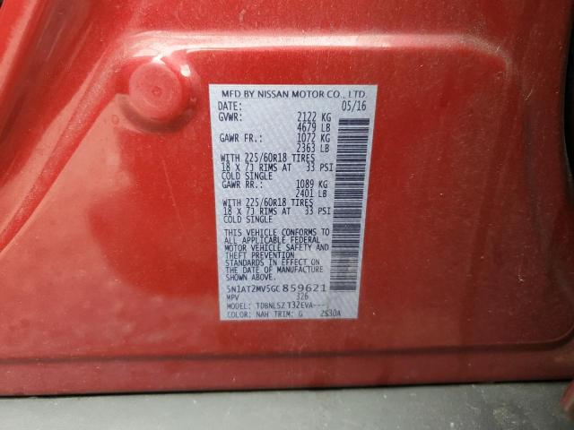 5N1AT2MV5GC859621 - 2016 NISSAN ROGUE S RED photo 13