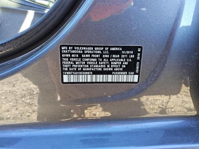 1VWBT7A31HC026972 - 2017 VOLKSWAGEN PASSAT SE 灰色 照片 13