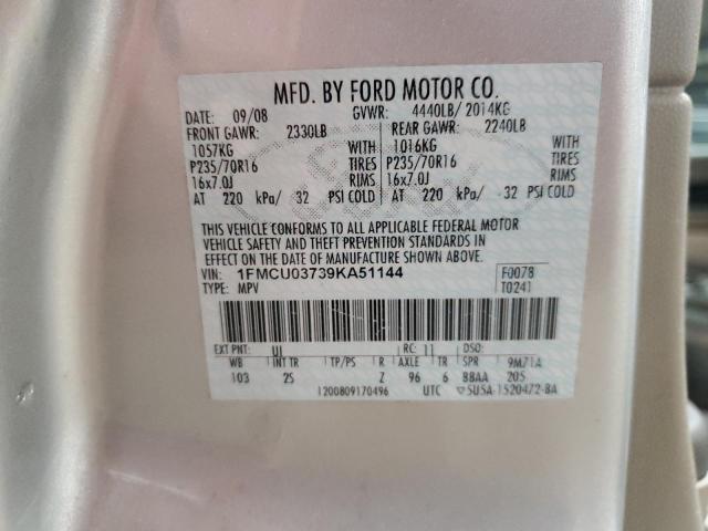 1FMCU03739KA51144 - 2009 FORD ESCAPE XLT SILVER photo 13