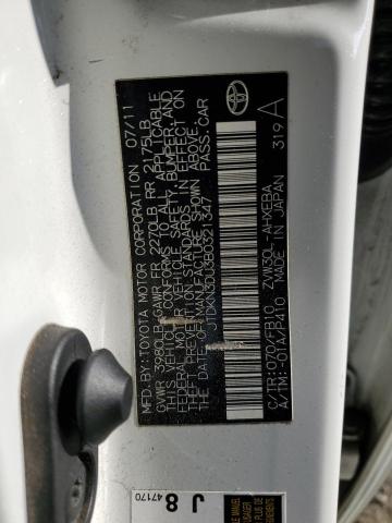JTDKN3DU3B0321347 - 2011 TOYOTA PRIUS WHITE photo 13