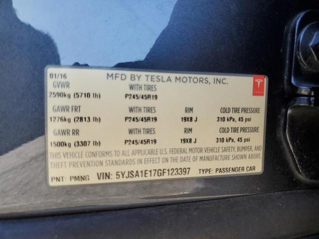 5YJSA1E17GF123397 - 2016 TESLA MODEL S فحمي صورة 12
