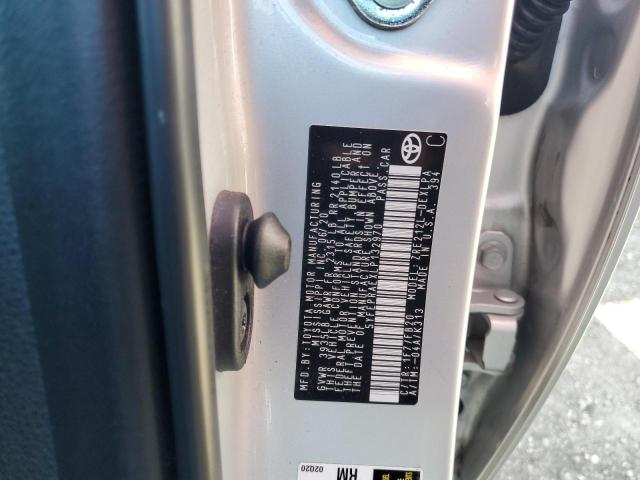 5YFEPRAEXLP132970 - 2020 TOYOTA COROLLA LE 银色 照片 12