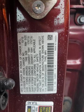 2HKRW6H30KH232000 - 2019 HONDA CR-V LX Бордовый фото 14