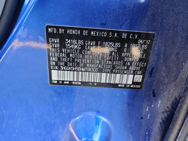 3HGGK5H56HM708303 - 2017 HONDA FIT LX BLUE photo 14