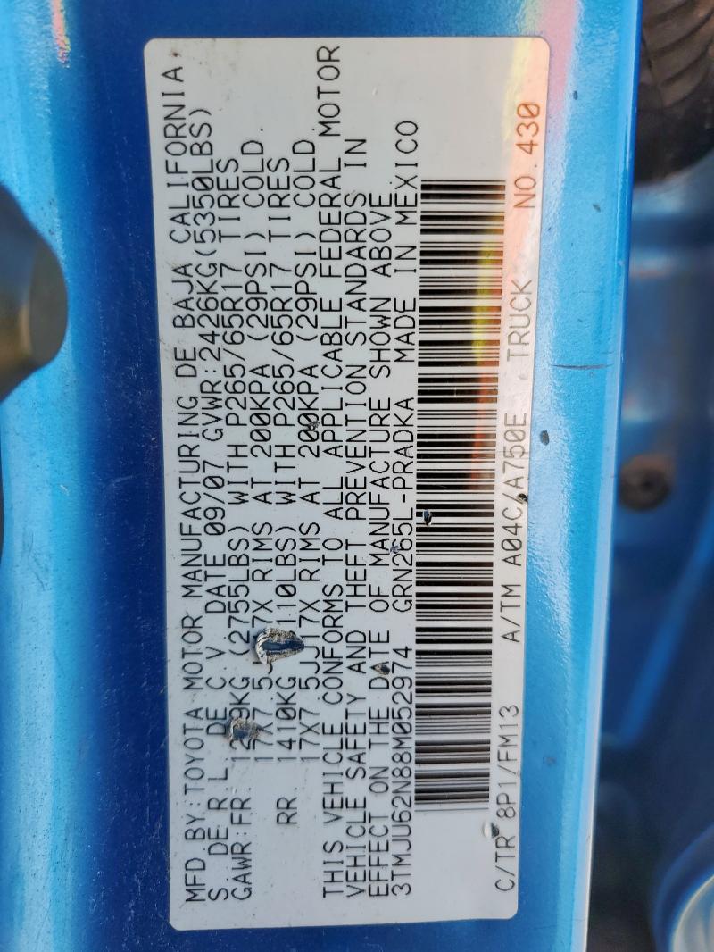 3TMJU62N88M052974 - 2008 TOYOTA TACOMA DOUBLE CAB PRERUNNER BLUE photo 13