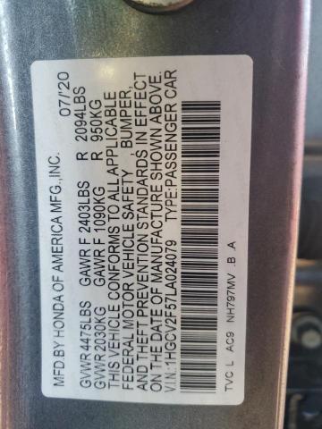 1HGCV2F57LA024079 - 2020 HONDA ACCORD EXL 灰色 照片 12