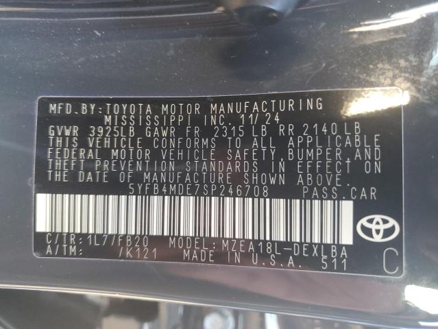 5YFB4MDE7SP246708 - 2025 TOYOTA COROLLA LE 灰色 照片 12