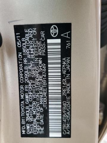 JTDBU4EE1B9147449 - 2011 TOYOTA COROLLA BASE Алтын фото 12